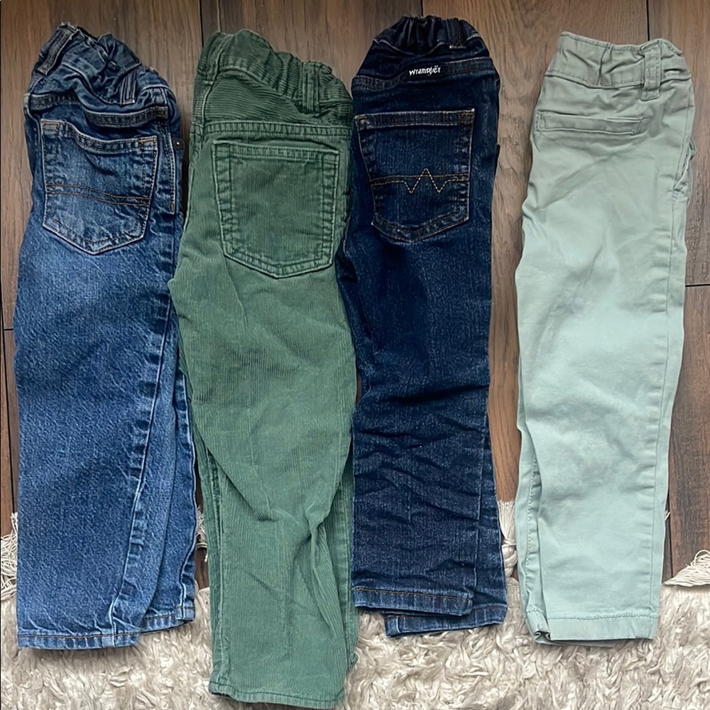 Kids Denim and Green Pants Set